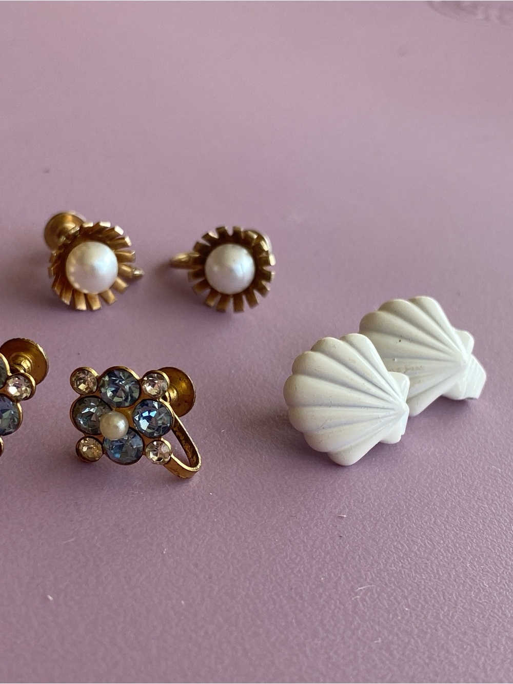3 pairs of Vintage clip on earrings